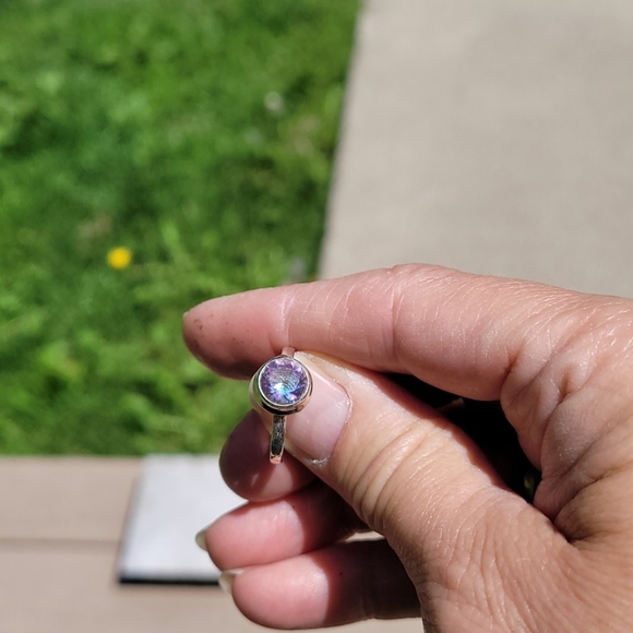 Sterling Silver mystic topaz round cut ring - Picture 3 of 12